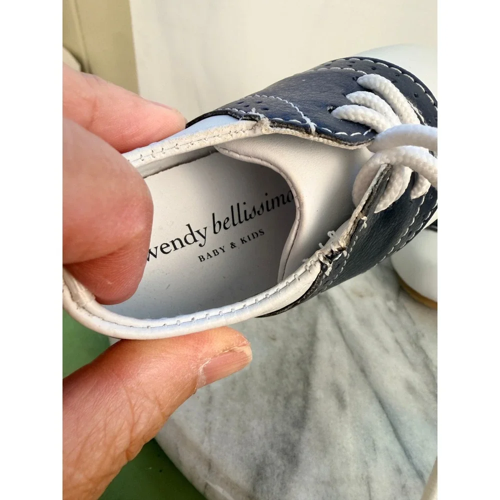 Wendy Bellissimo Baby Navy Blue & White Saddle Oxford Shoes Size 4